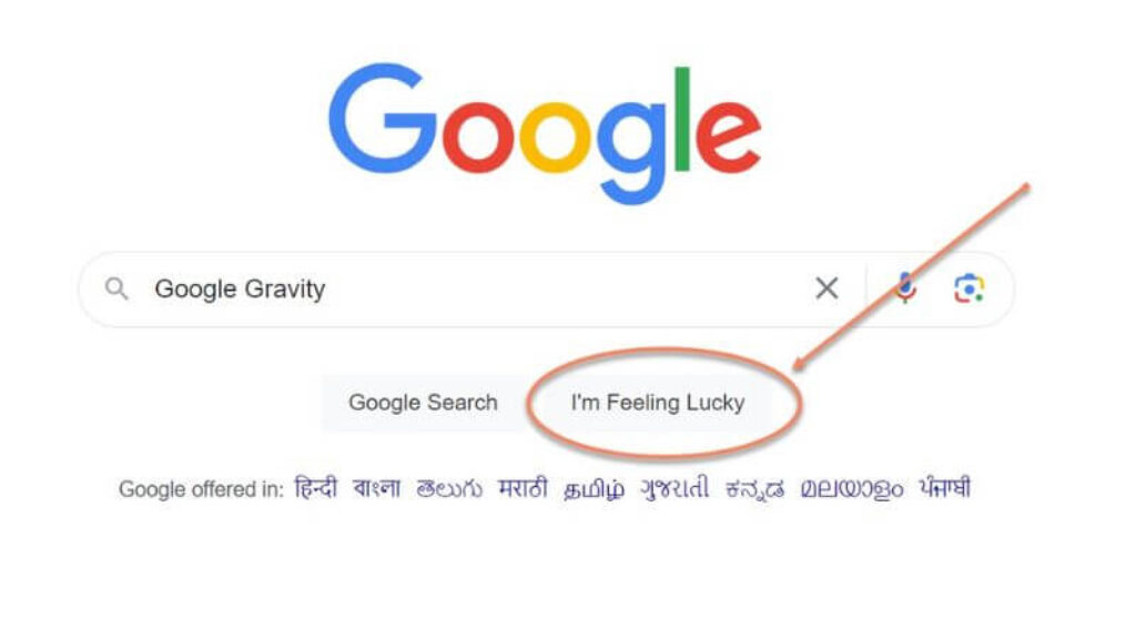 Google Gravity game