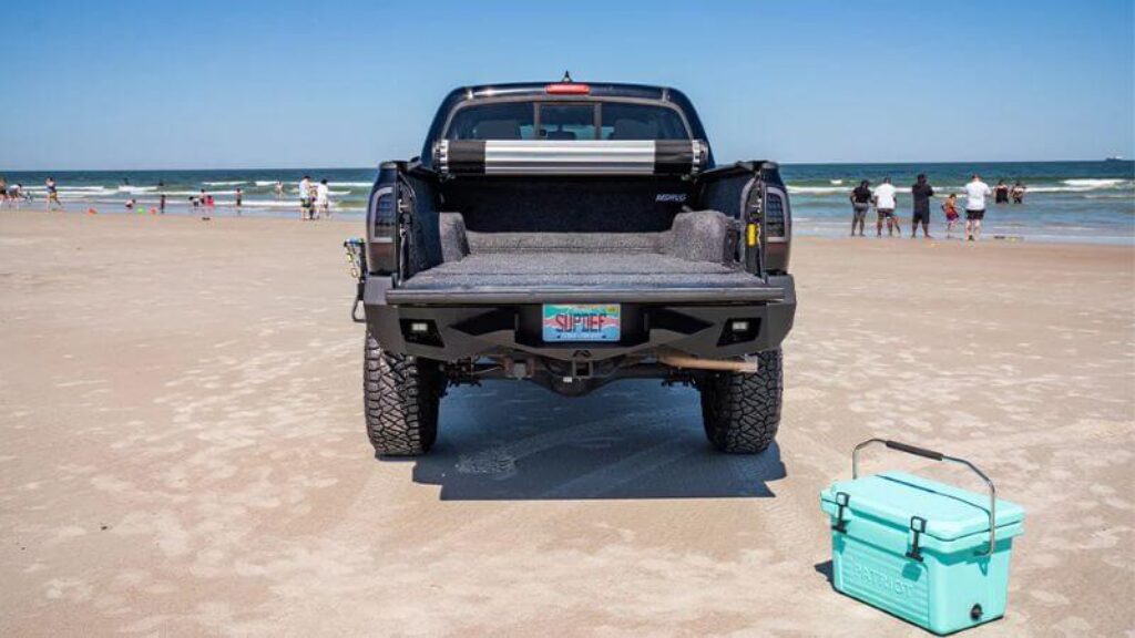 truck bed camping setup